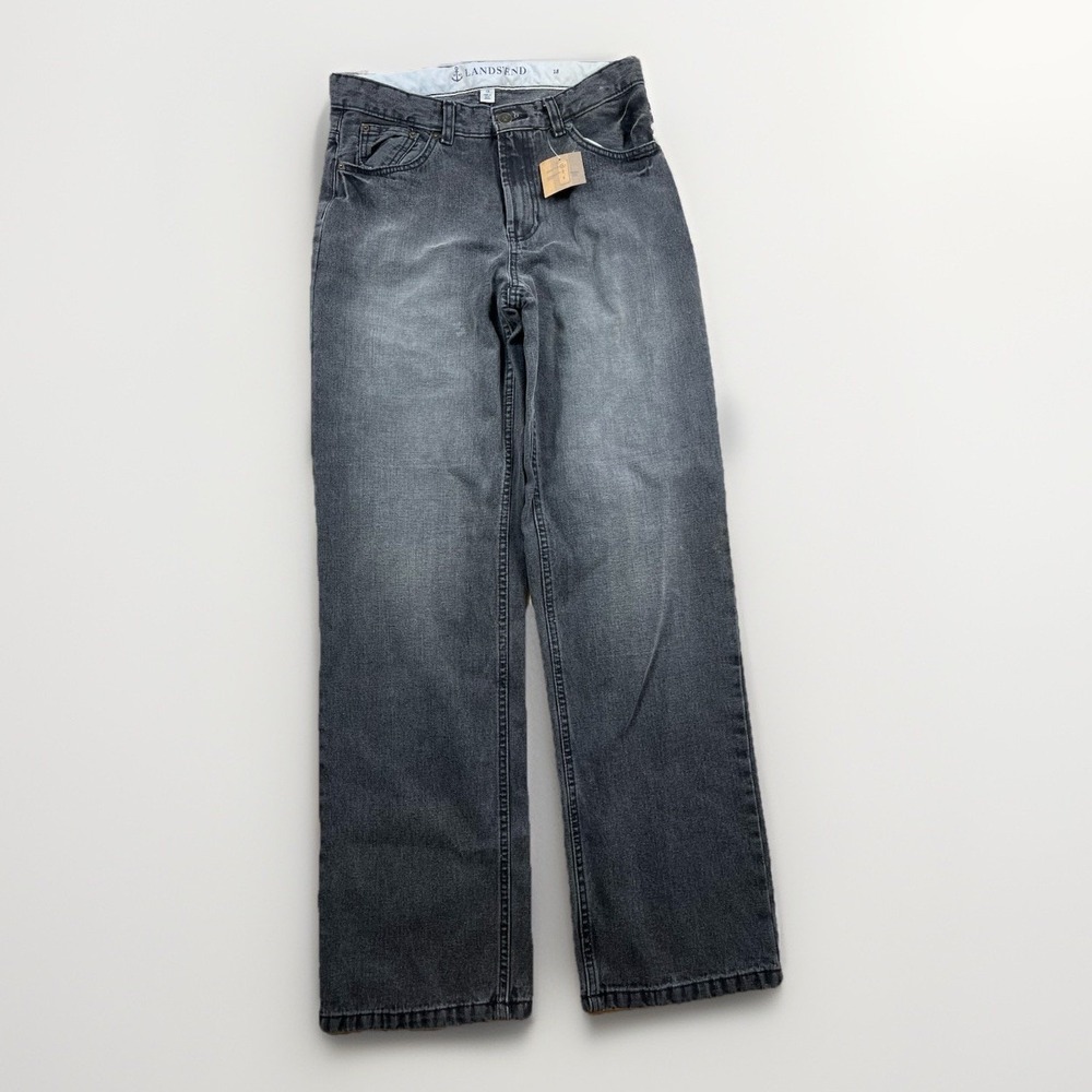 Lands' End Jeans Size 18 Kids Mid Rise Stretch Straight Leg Blue Denim NWT